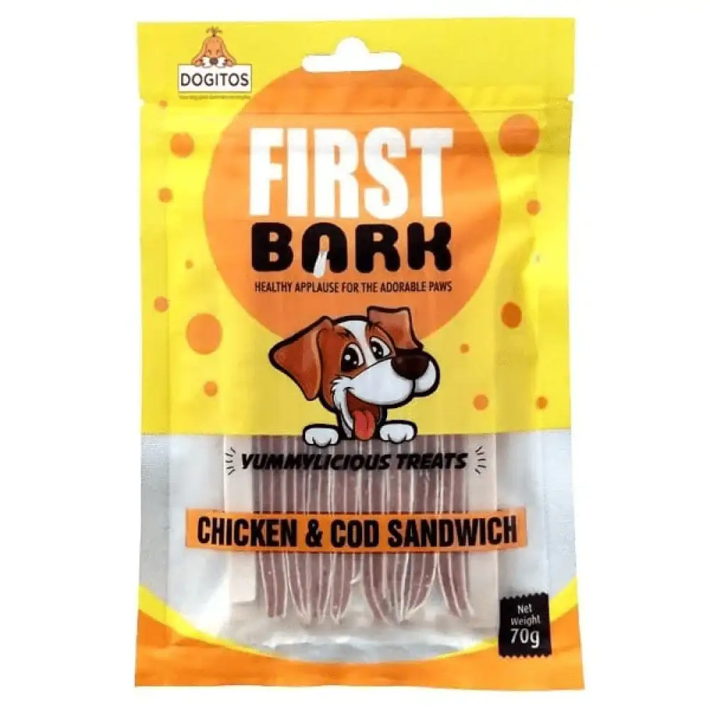 First Bark Chicken And COD Sandwich Dog Treats 70g