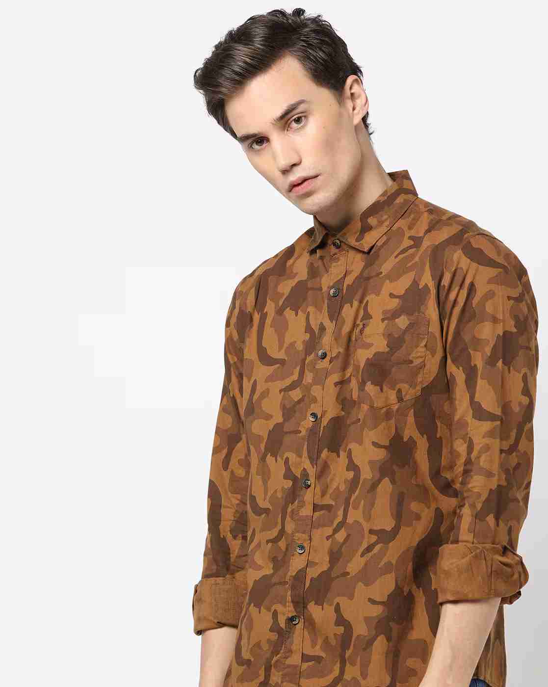 Camouflage Print Shirt with Patch Pocket