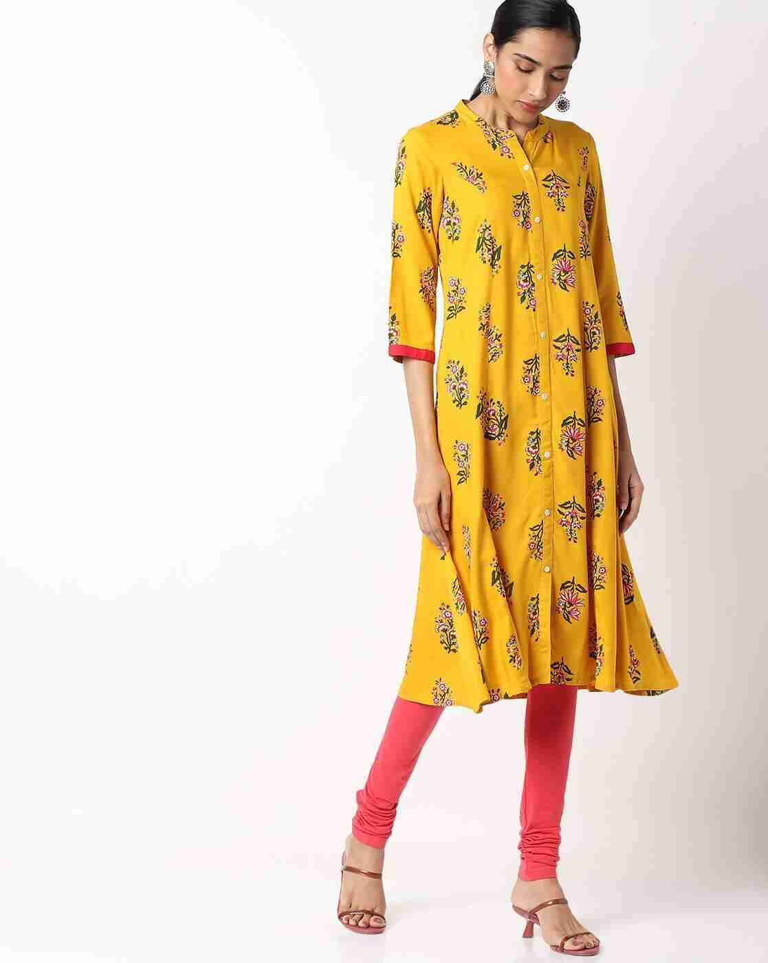 FIRST CLASS | Floral Print Straight Kurta with Churidar|0