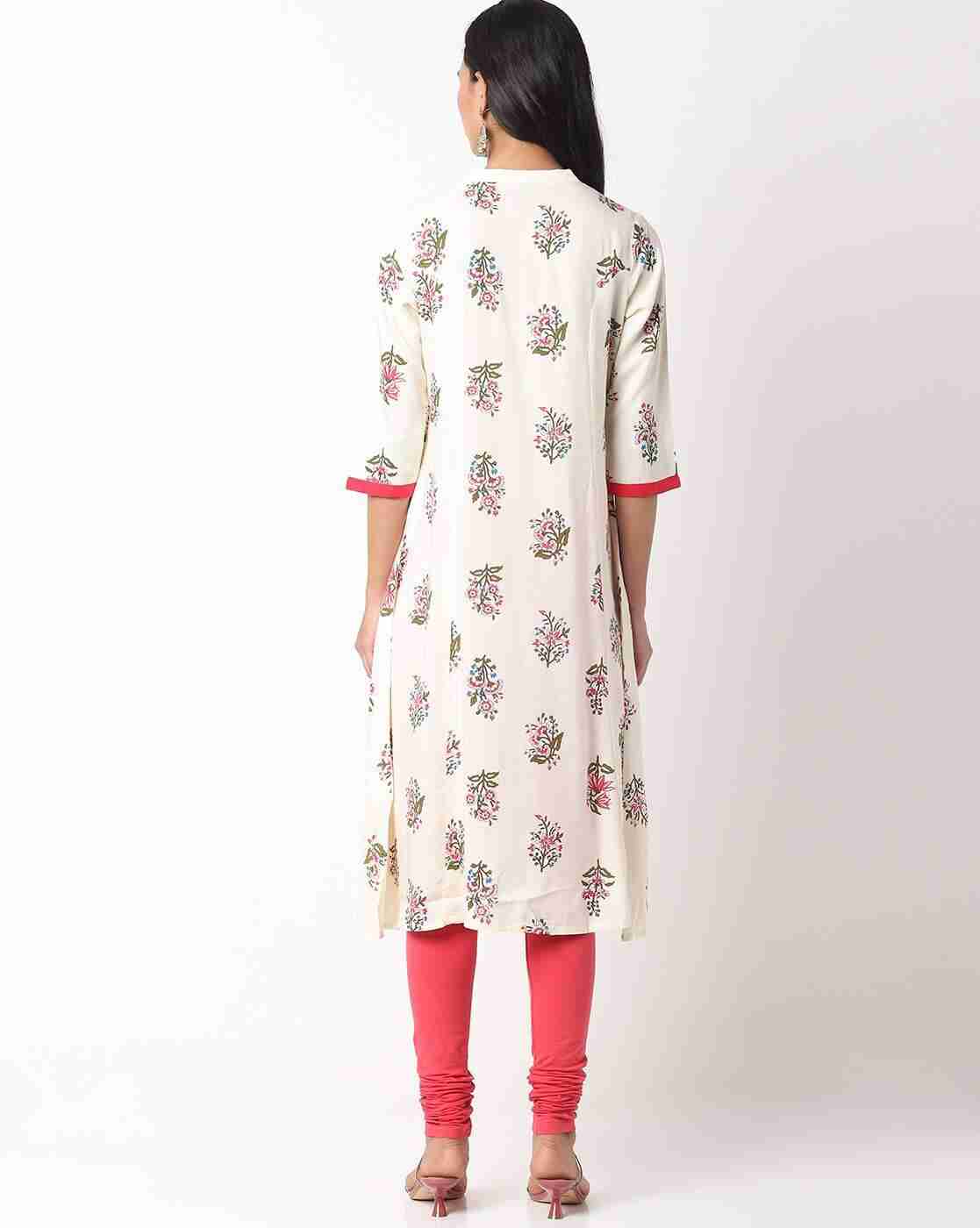 FIRST CLASS | Floral Print Straight Kurta with Churidar|1