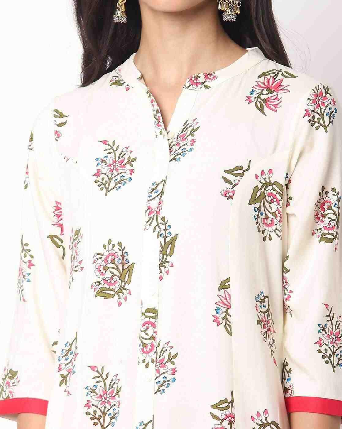 FIRST CLASS | Floral Print Straight Kurta with Churidar|3