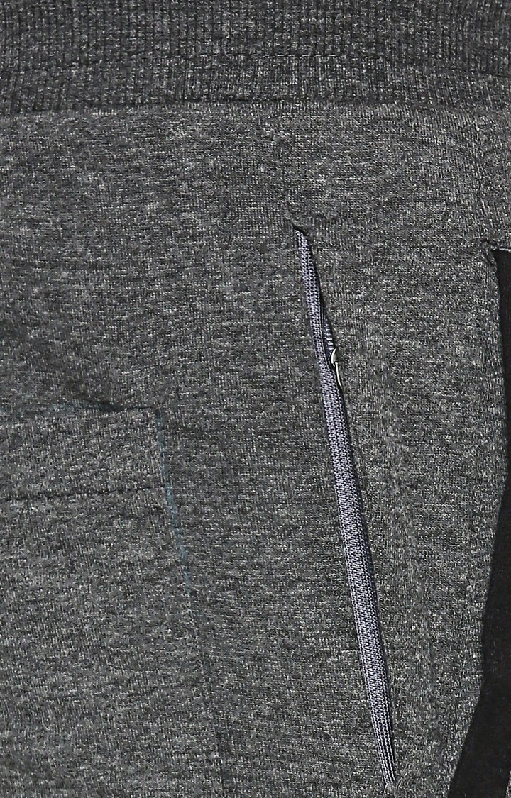 FITZ | Men's Grey Cotton Blend Melange Textured Trackpant 2