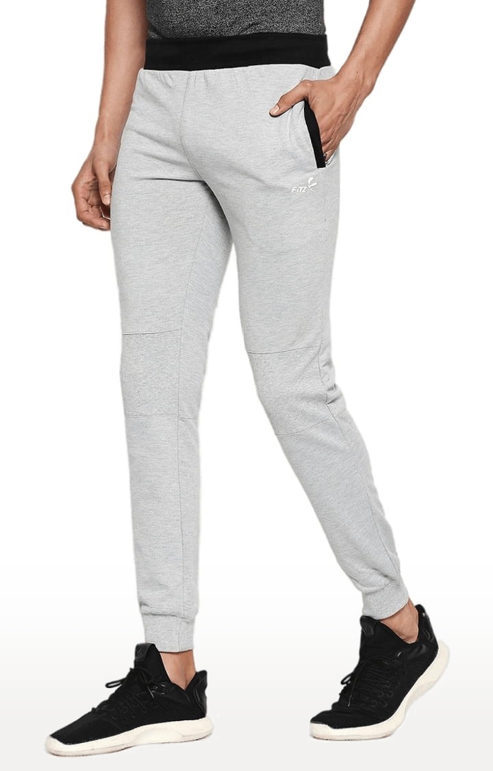 FITZ | Men's Grey Cotton Blend Melange Textured Trackpant 2