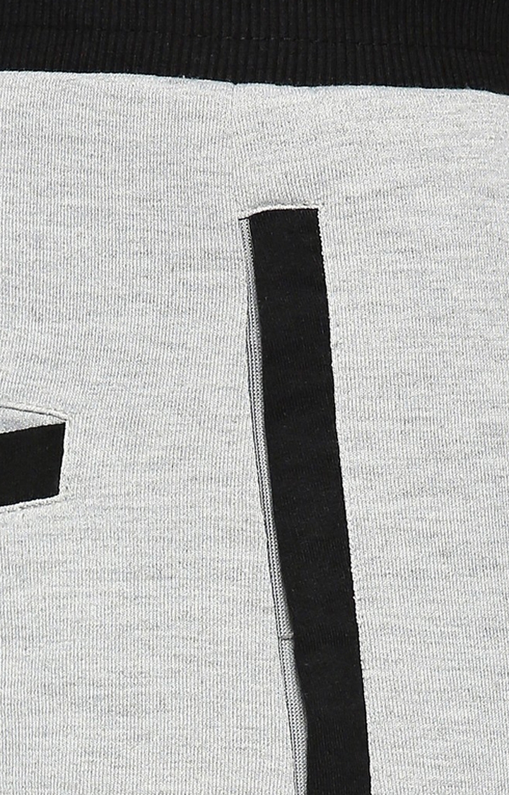 FITZ | Men's Grey Cotton Blend Melange Textured Trackpant 4