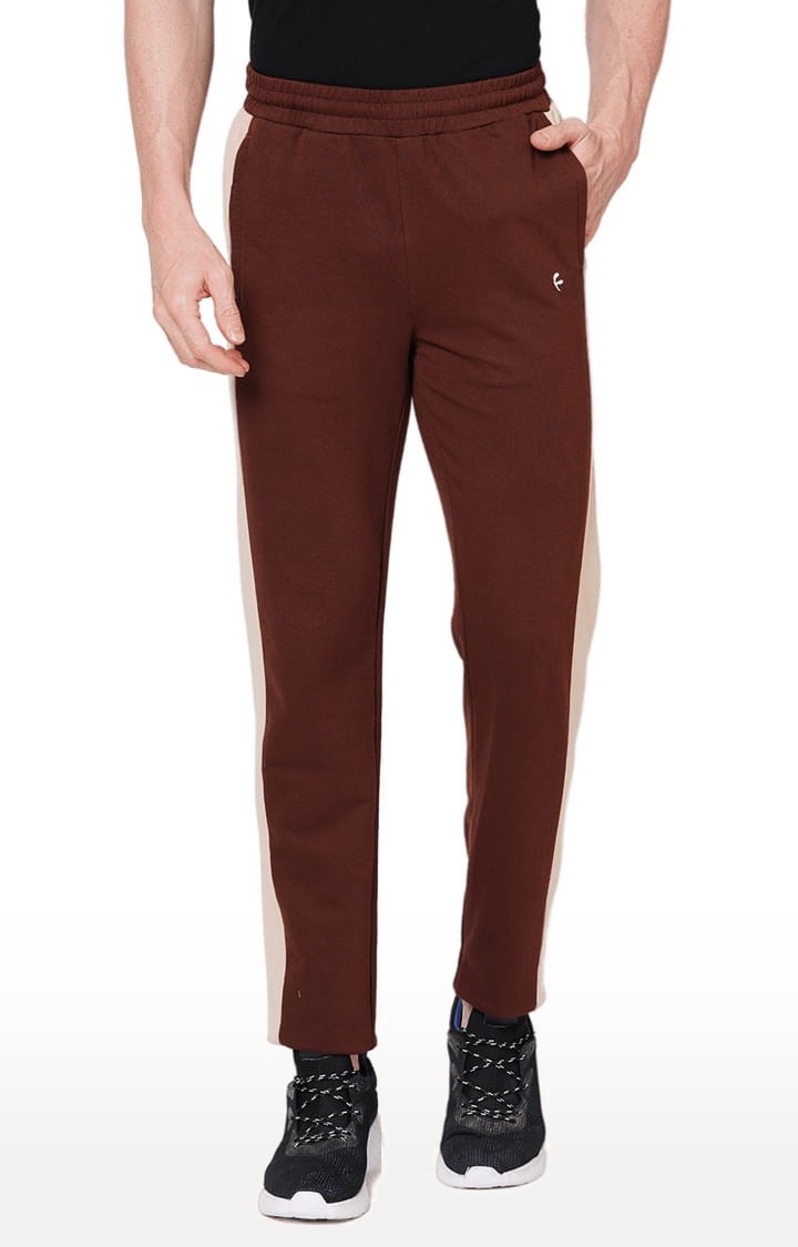 Men's Brown Cotton Solid Trackpant