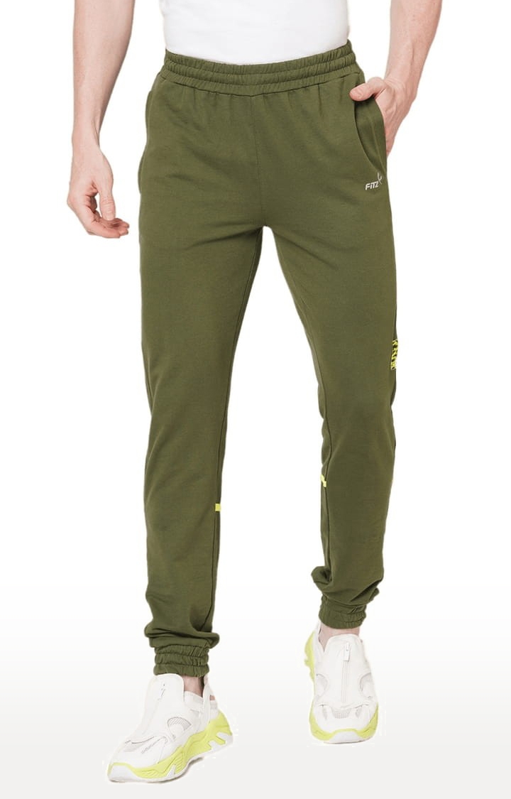 FITZ | Men's Green Cotton Printed Trackpant