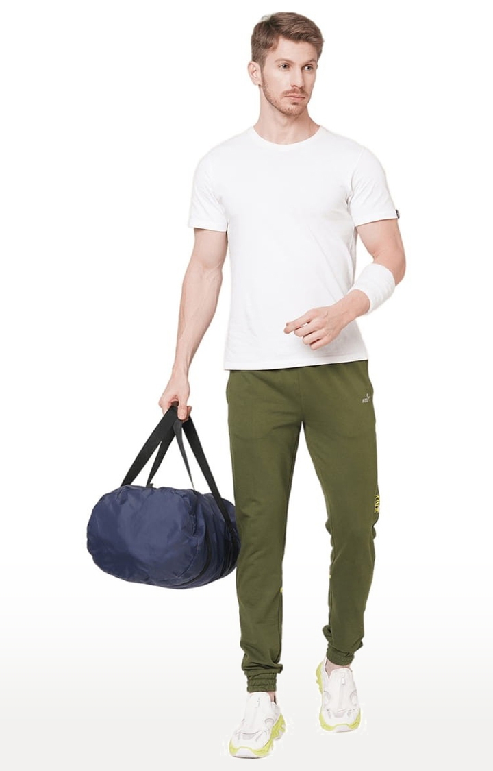 Men's Green Cotton Printed Trackpant