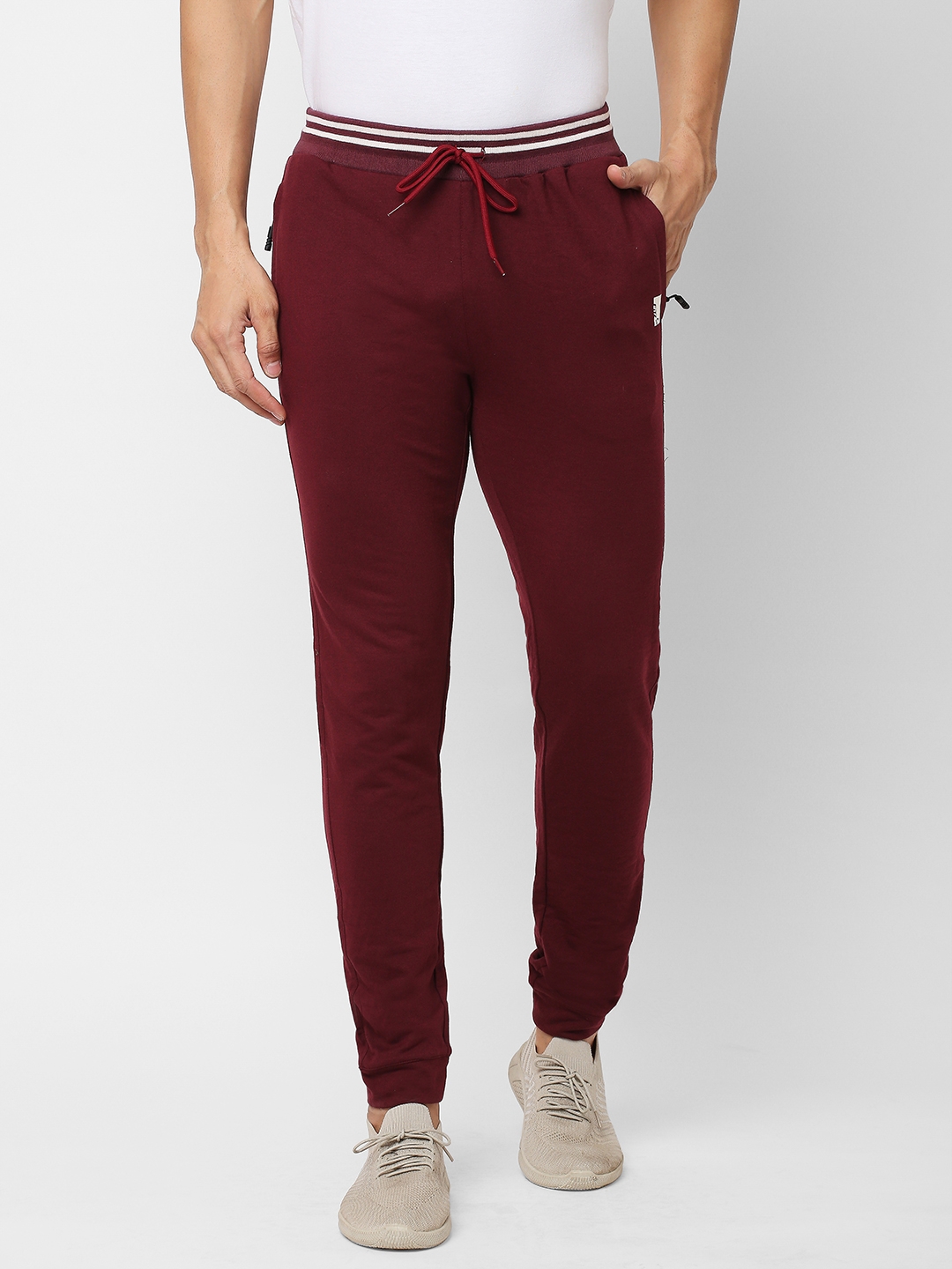 FITZ | Men's Slim Fit Red Cotton Blend Casual Joogers