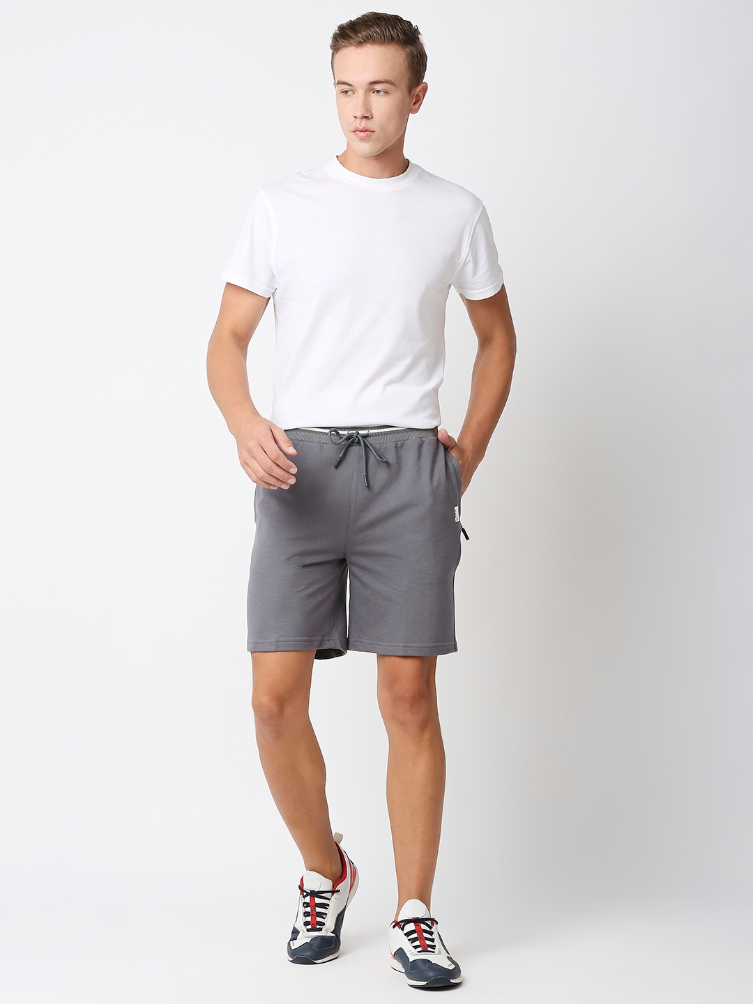 Men's  Slim Fit Cotton Grey Shorts