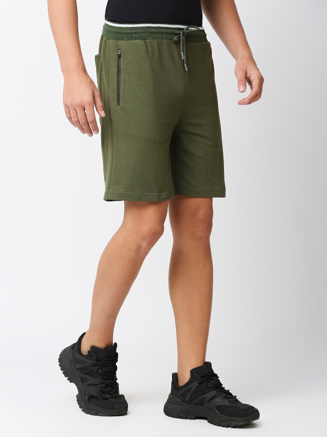 Men's  Slim Fit Cotton Green Shorts
