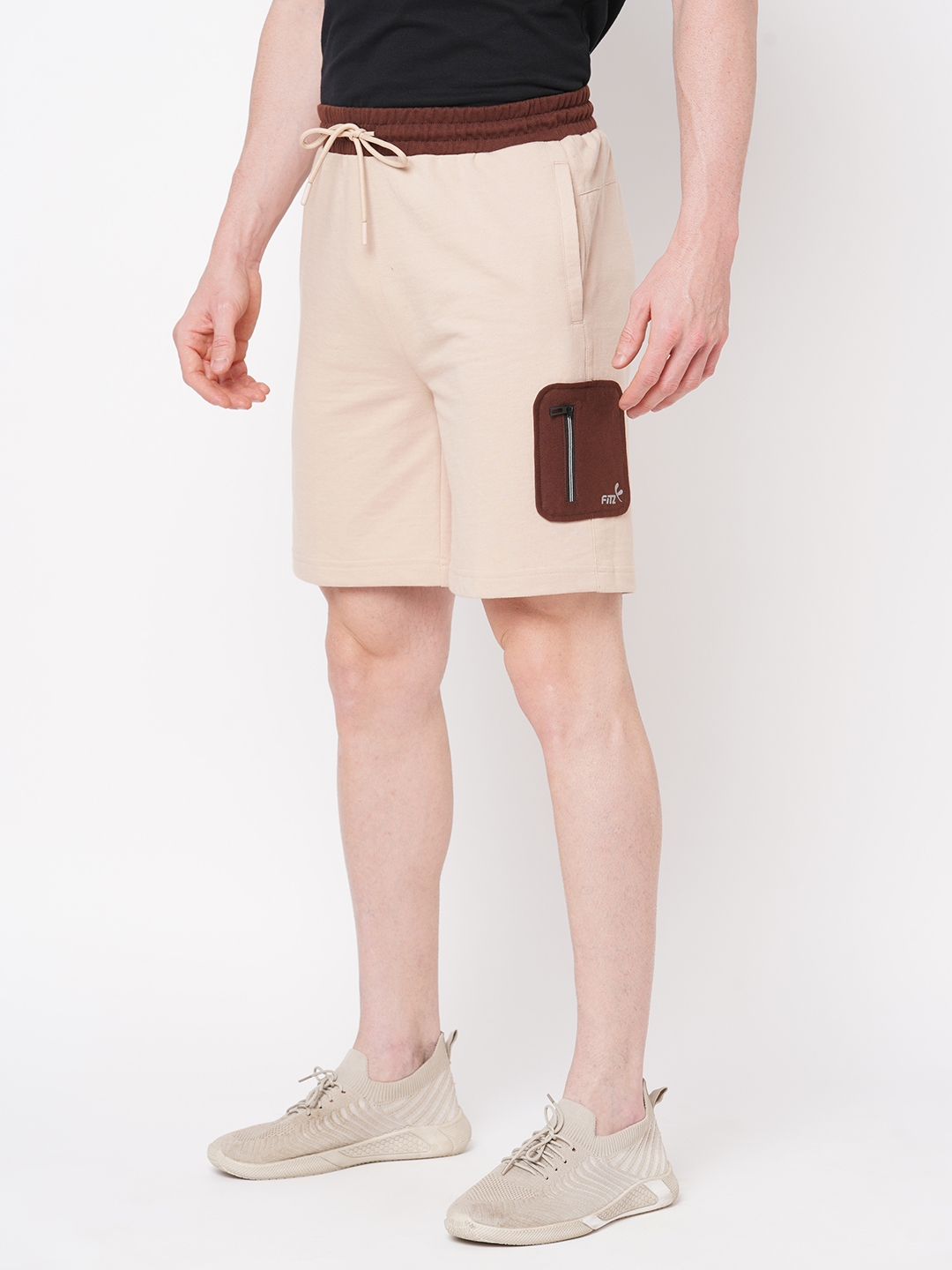 Men's  Slim Fit Cotton Beige Shorts