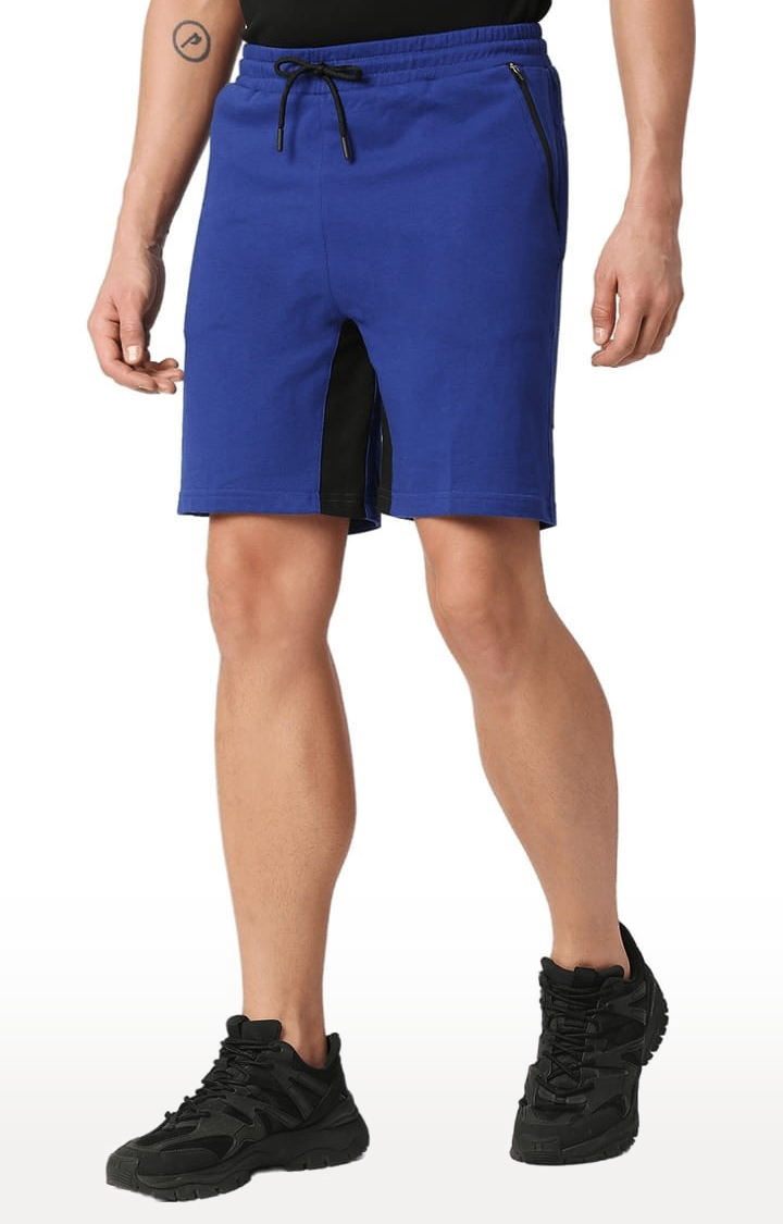 Men's Blue Cotton Solid Short