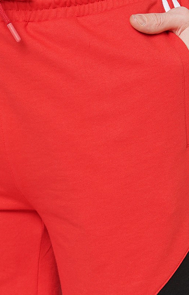 Men's Red Cotton Striped Short
