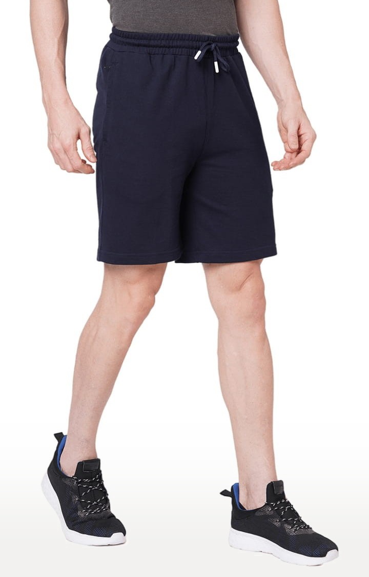 Men's Blue Cotton Solid Short