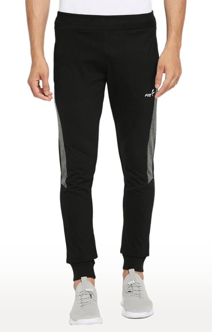 FITZ | Men's Black Cotton Blend Solid Activewear Jogger 0