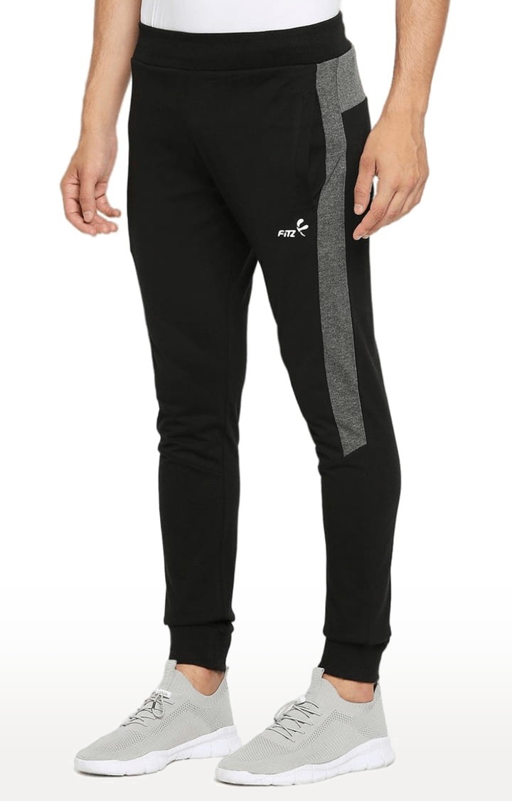 FITZ | Men's Black Cotton Blend Solid Activewear Jogger 2