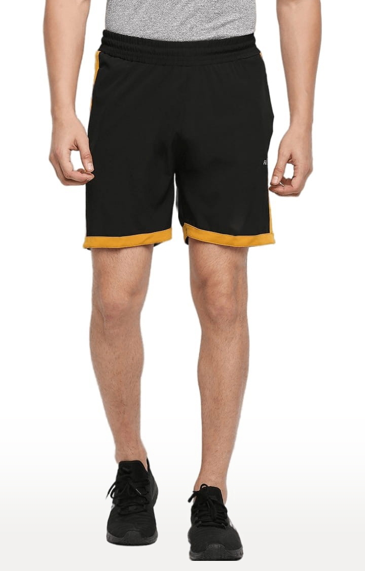 Men's Black Polyester Solid Short