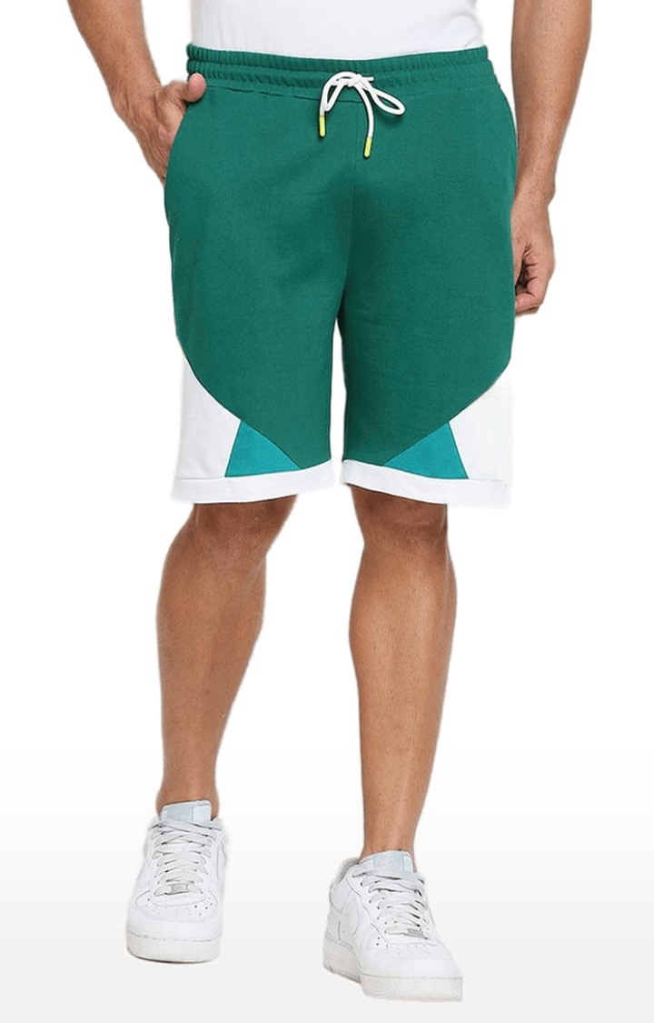 FITZ | Men's Green Cotton Colourblocked Short