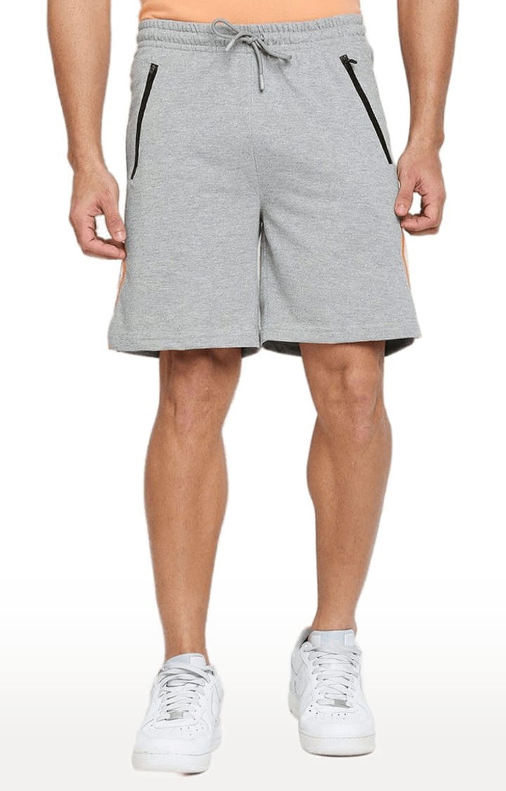 FITZ | Men's Grey Cotton Melange Textured Short