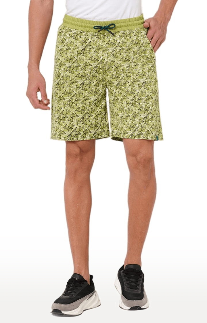 FITZ | Men's Green Cotton Geometrical Short