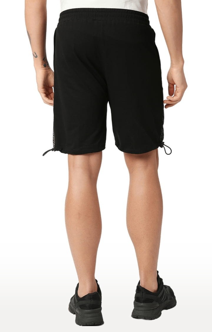 Men's Black Cotton Printed Short