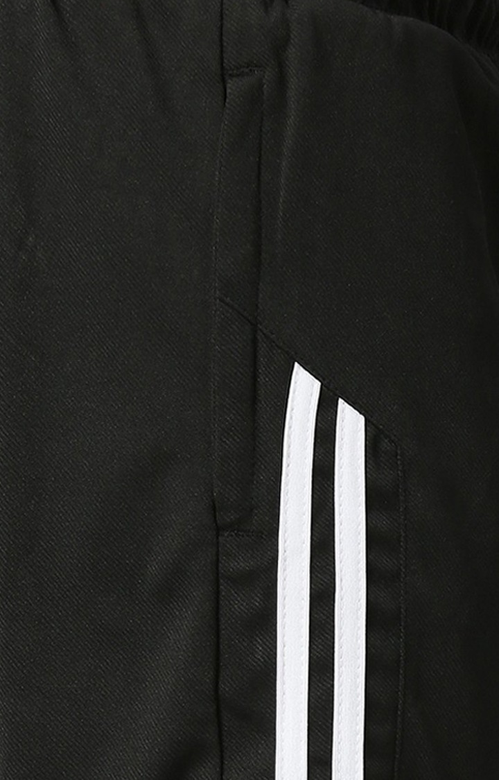 Men's Black Polyester Striped Short