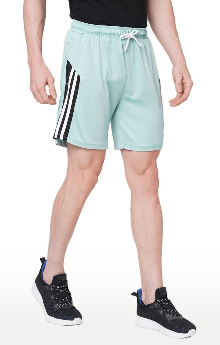 Men's Blue Polyester Striped Short