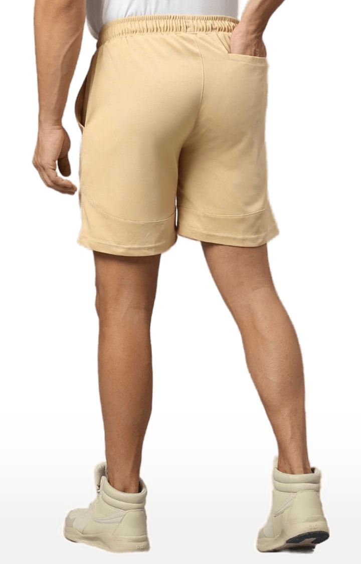 Men's Beige Polyester Solid Short