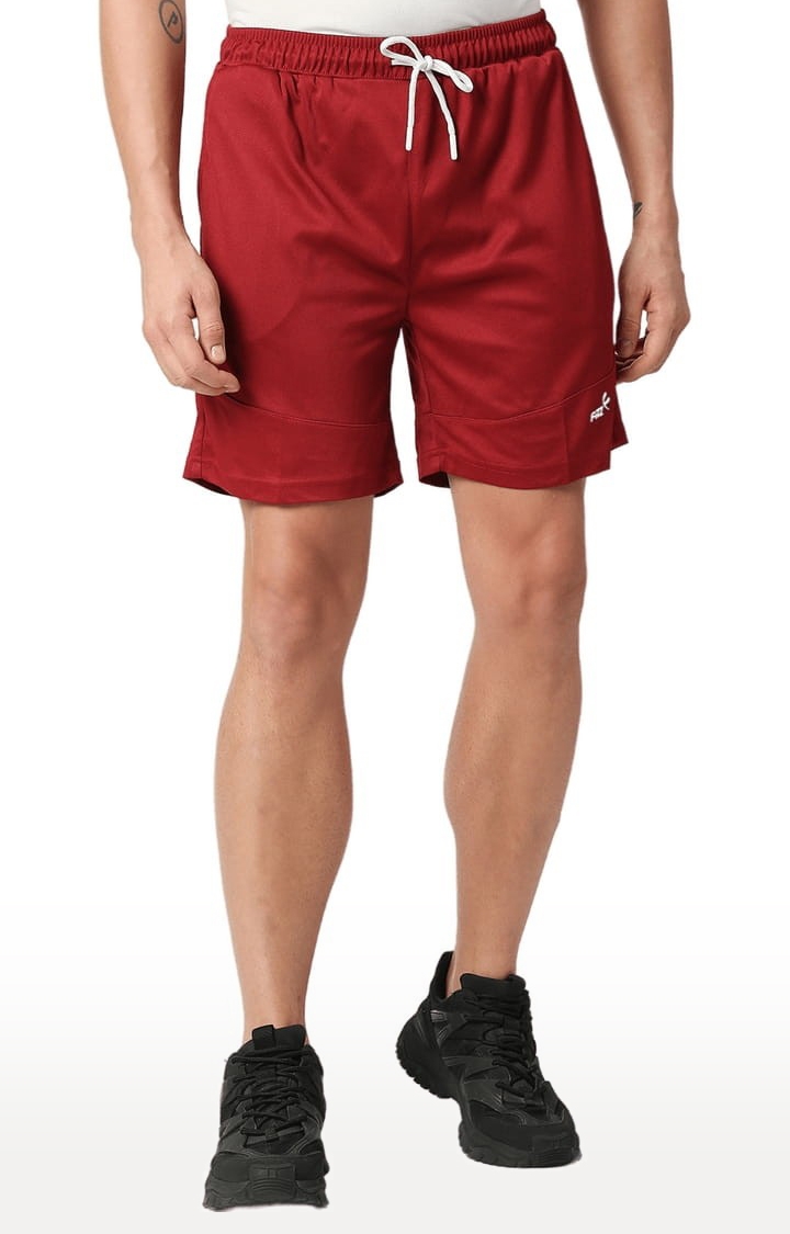 Men's Red Polyester Solid Short