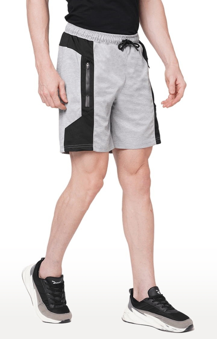 Men's Grey Polyester Solid Short