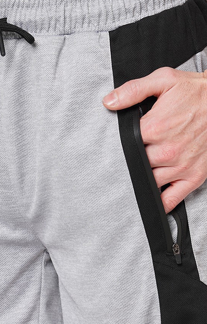 Men's Grey Polyester Solid Short