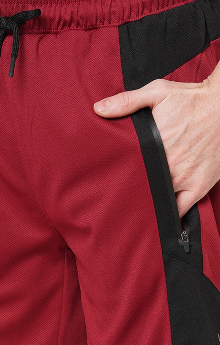 Men's Red Polyester Colourblocked Short