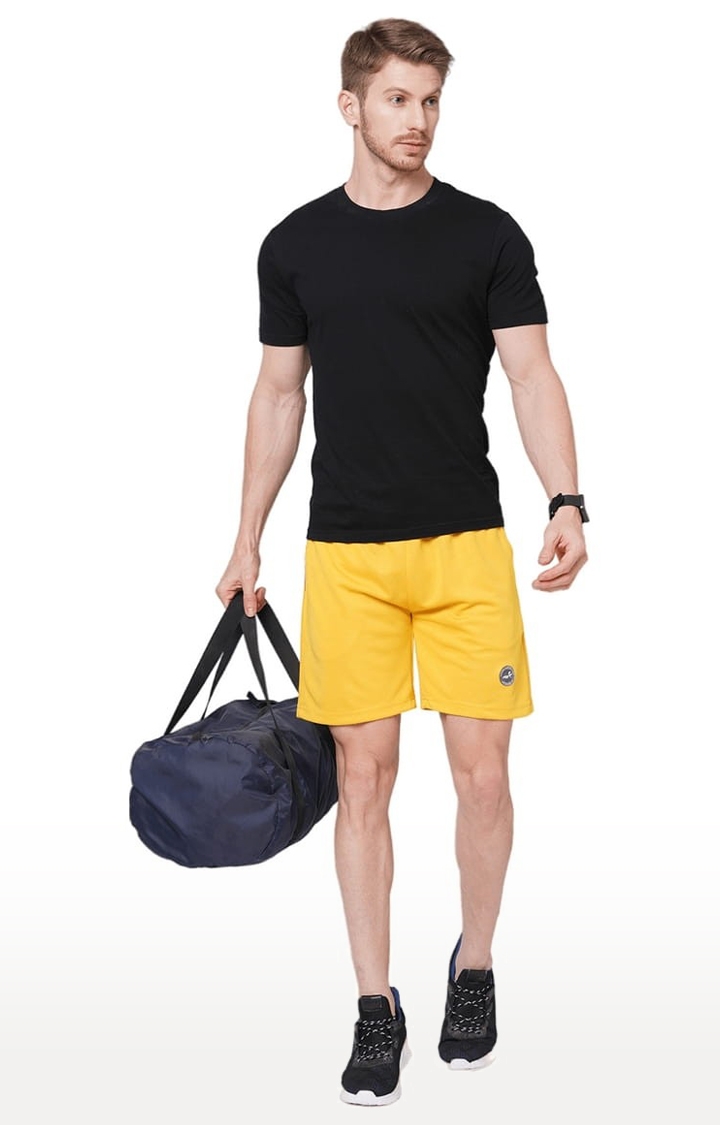 Men's Yellow Polyester Solid Short
