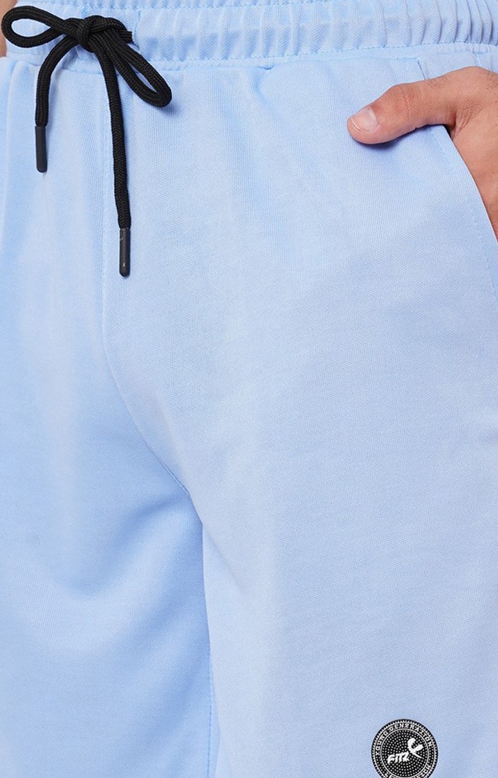 Men's Blue Polyester Solid Short