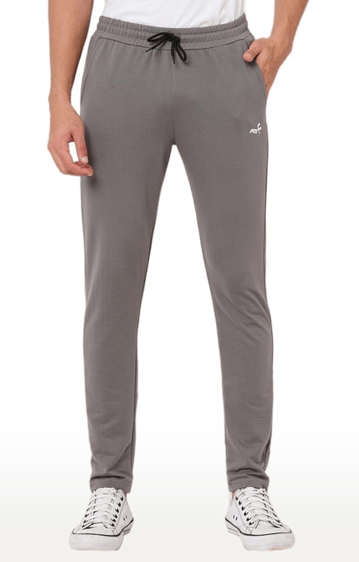 FITZ | Men's Grey Polyester Solid Trackpant