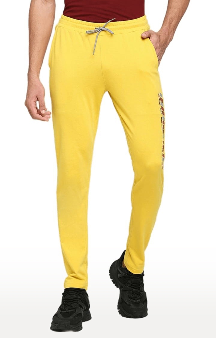 FITZ | Men's Yellow Cotton Printed Trackpant