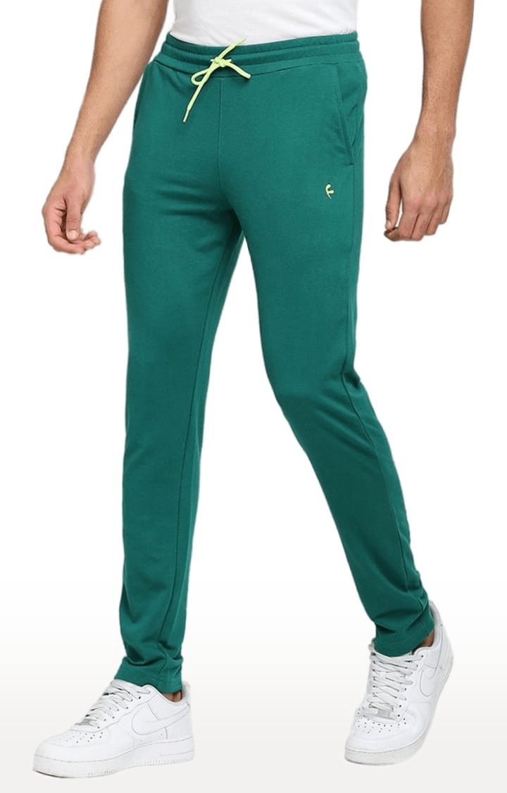 Men's Green Cotton Solid Trackpant