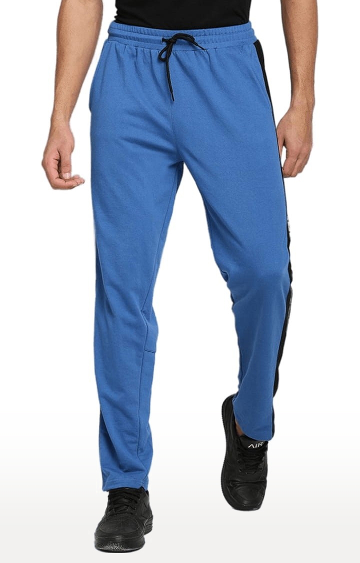 FITZ | Men's Blue Cotton Solid Trackpant