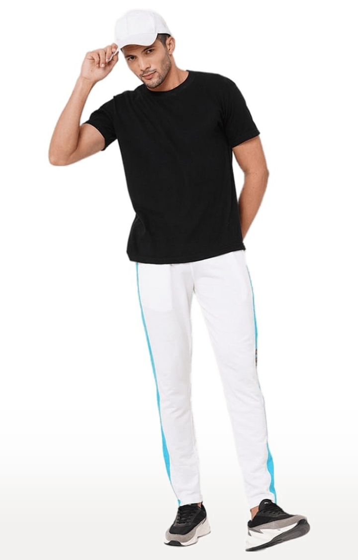 Men's White Polyester Solid Trackpant