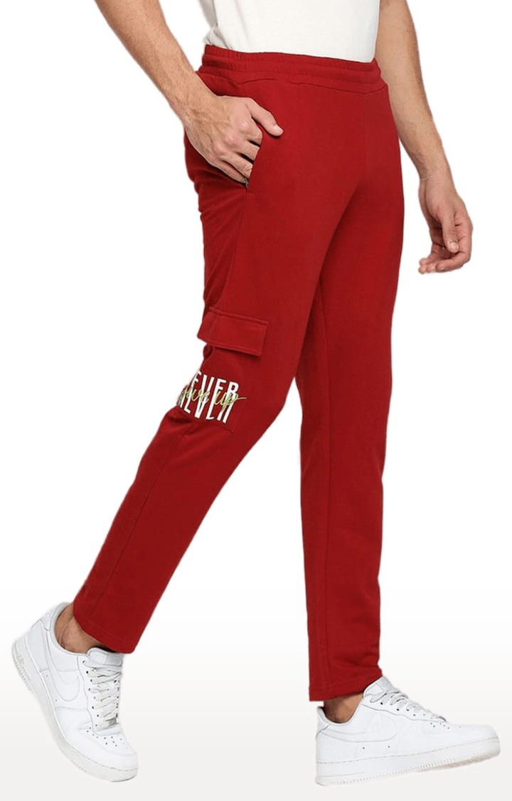 FITZ | Men's Red Cotton Solid Trackpant
