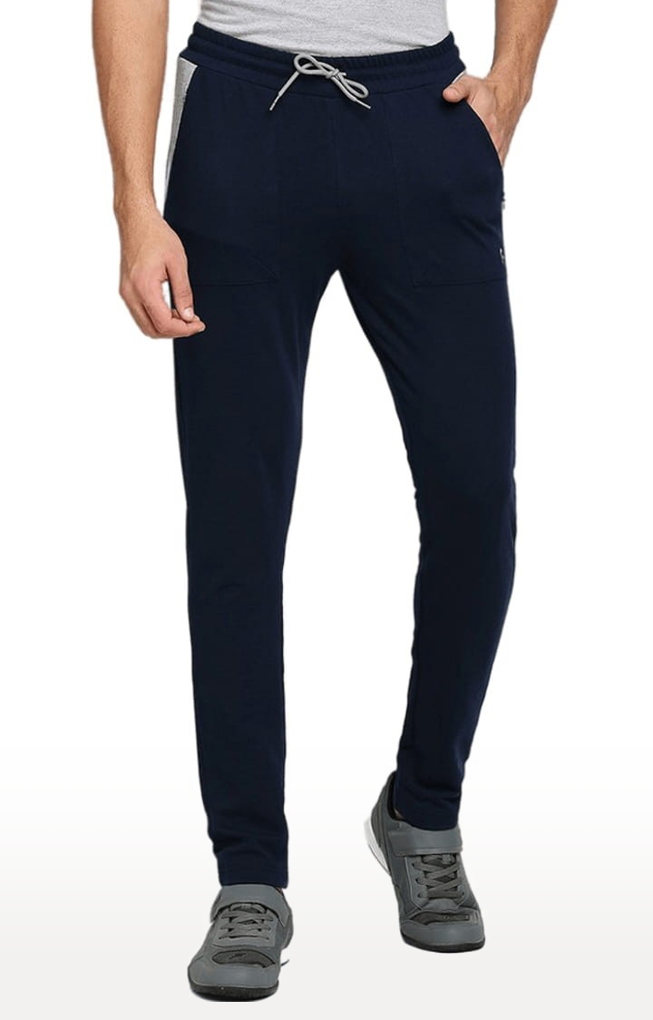 FITZ | Men's Blue Cotton Solid Trackpant