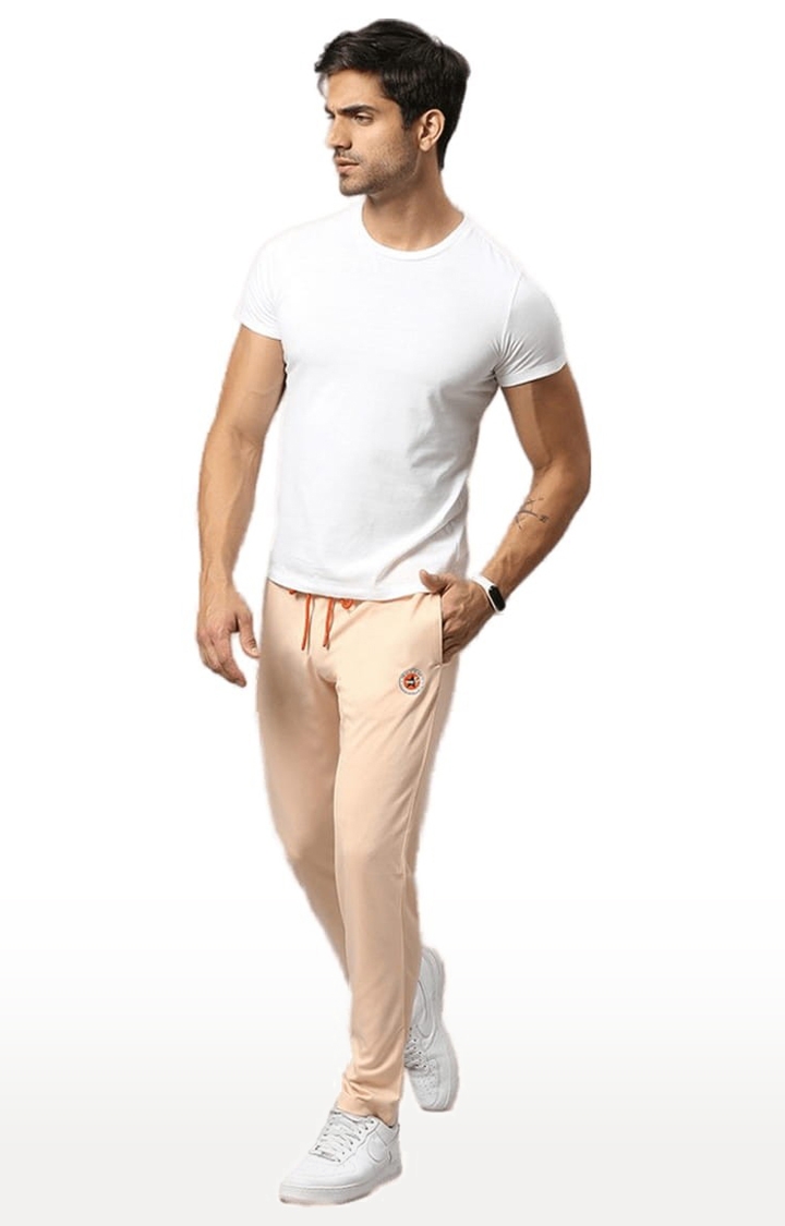 Men's Pink Polyester Solid Trackpant