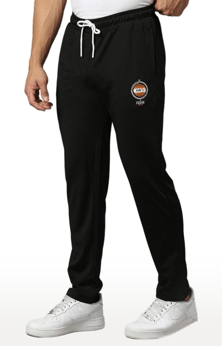 FITZ | Men's Black Polyester Solid Trackpant 1