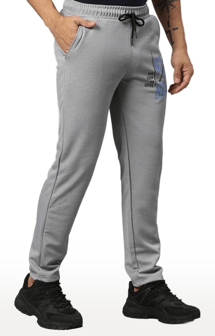 Men's Grey Polyester Printed Trackpant