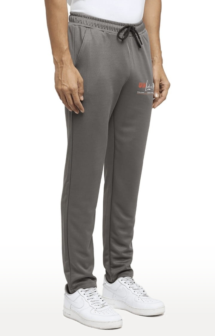 Men's Grey Polyester Typographic Printed Trackpant