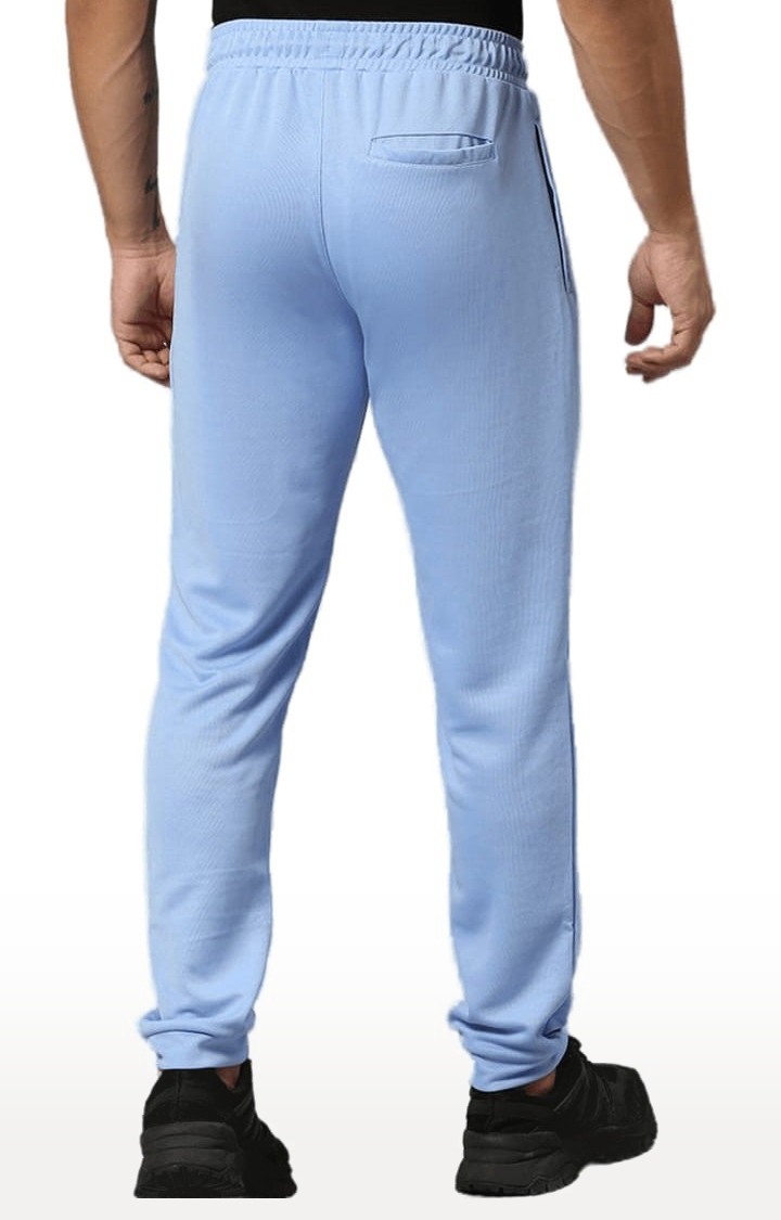 Men's Blue Polyester Printed Trackpant
