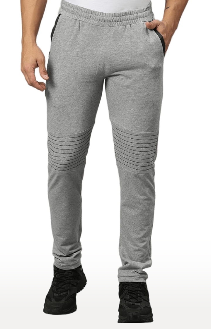 FITZ | Men's Grey Polyester Melange Textured Trackpant