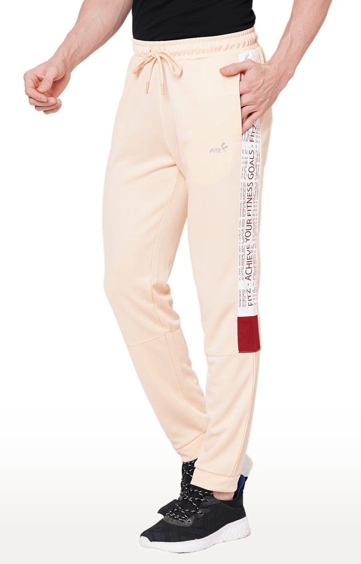 FITZ | Men's Pink Polyester Typographic Printed Trackpant