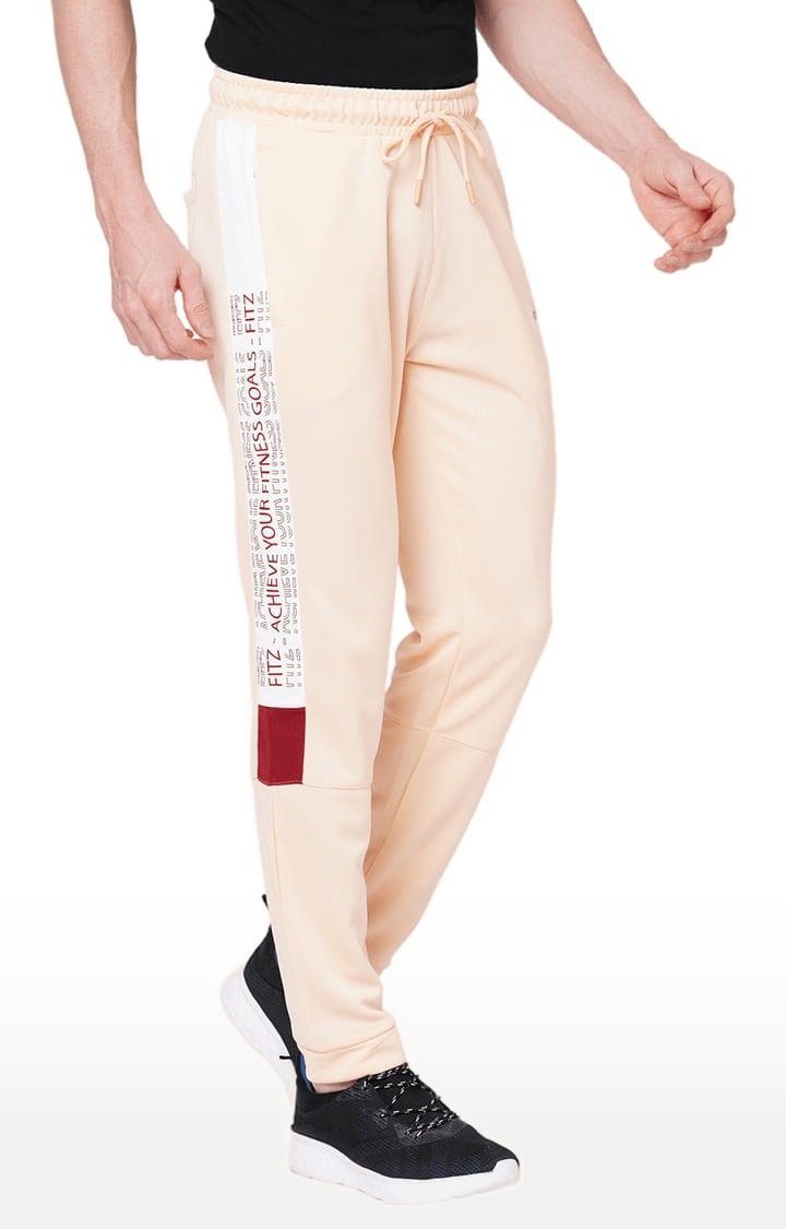 Men's Pink Polyester Typographic Printed Trackpant