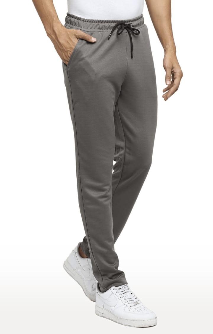 Men's Grey Polyester Solid Trackpant